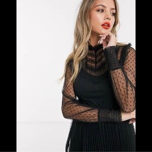 Oasis Elegant Black Sheer Sleeve Dress - BNWT!